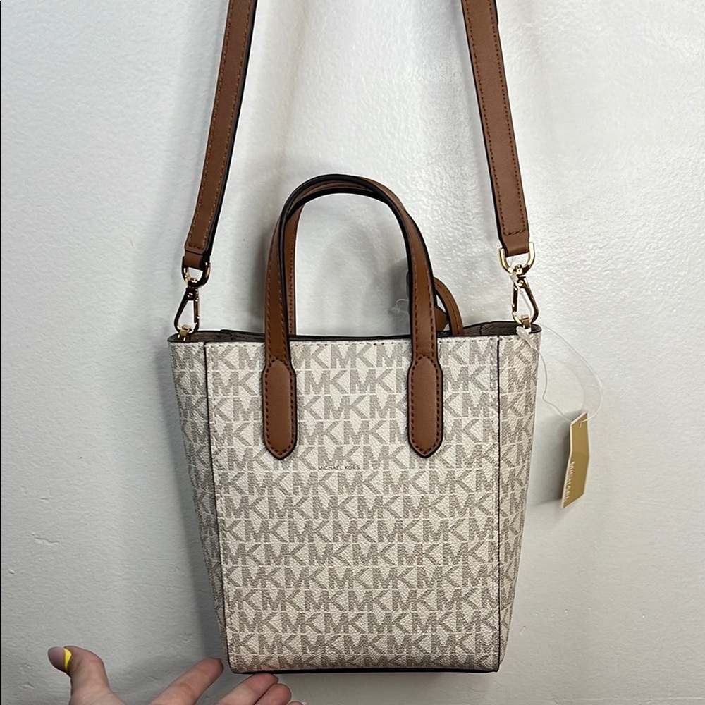 Michael Kors Brown Cream Mini Bag with Monogram - Picture 2 of 5